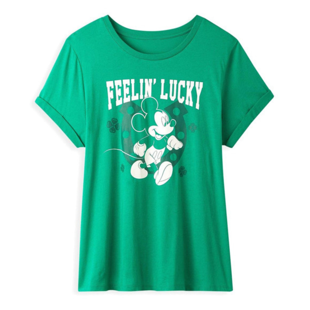 Torrid 1 (1X 14/16) Disney Mickey Mouse Feelin Lucky Shamrock Green‎ T Shirt Tee